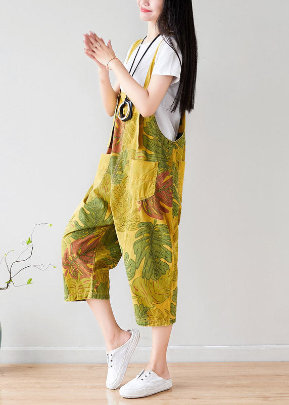 Yellow Pockets Print Jumpsuit Summer