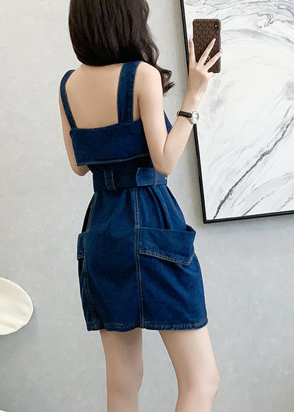 Style Navy Tunic With Pockets Denim Cami Dresses Summer