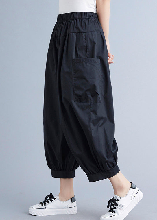 Black Pockets Harem Pants Spring