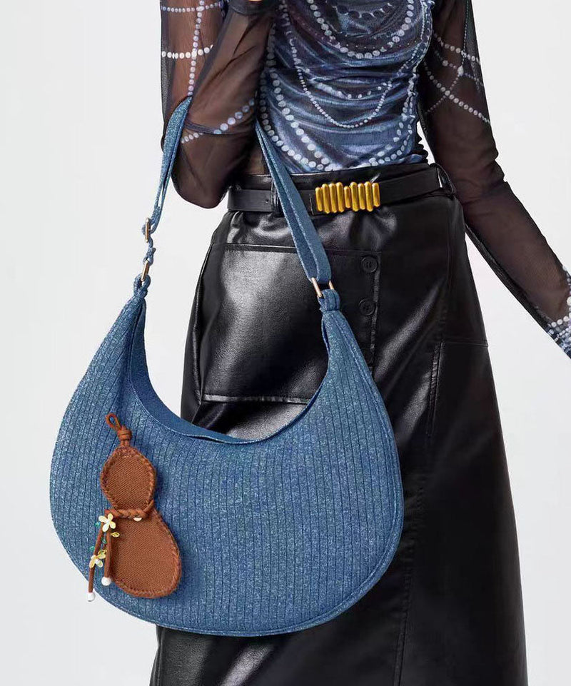 Retro Denim Blue Durable Pendant Cotton Hobo Bag