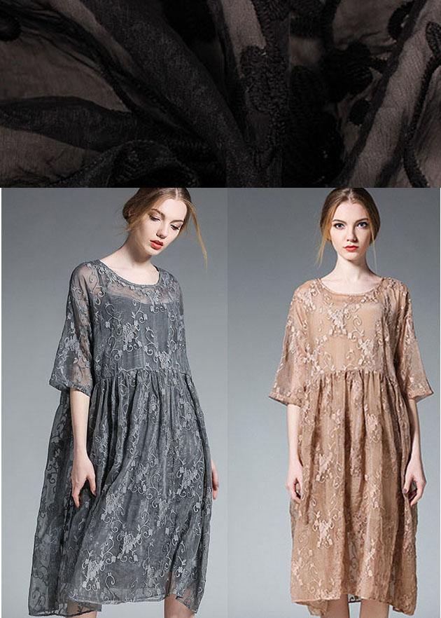 Black Wrinkled Hollow Out Summer Dress