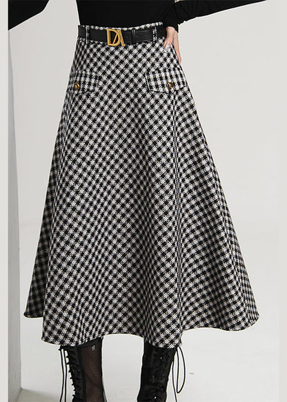 Plaid Pockets Patchwork Skirt Spring