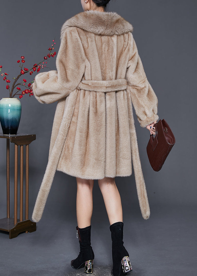 Khaki Oversized Warm Fuzzy Fur Fluffy Coats Winter