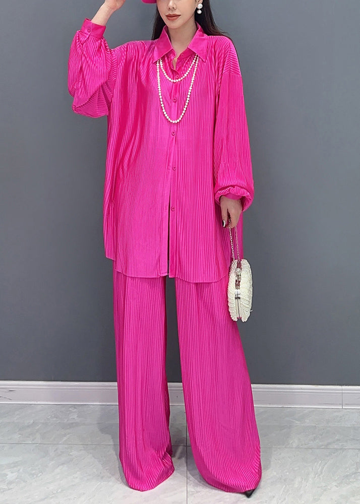 Rose Oversized Wrinkled Draping Two Piece Set Clothing Fall