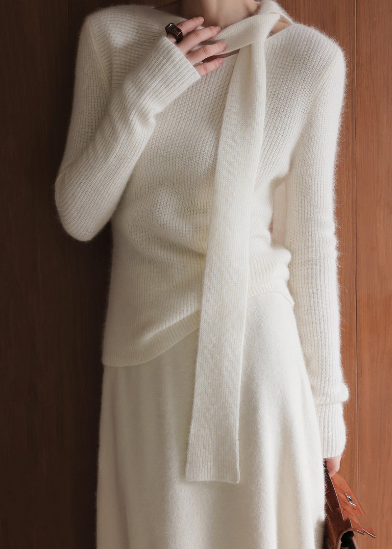 Beige Asymmetrical Cotton Knit Sweaters and Maxiskirts Two Pieces Sets Spring