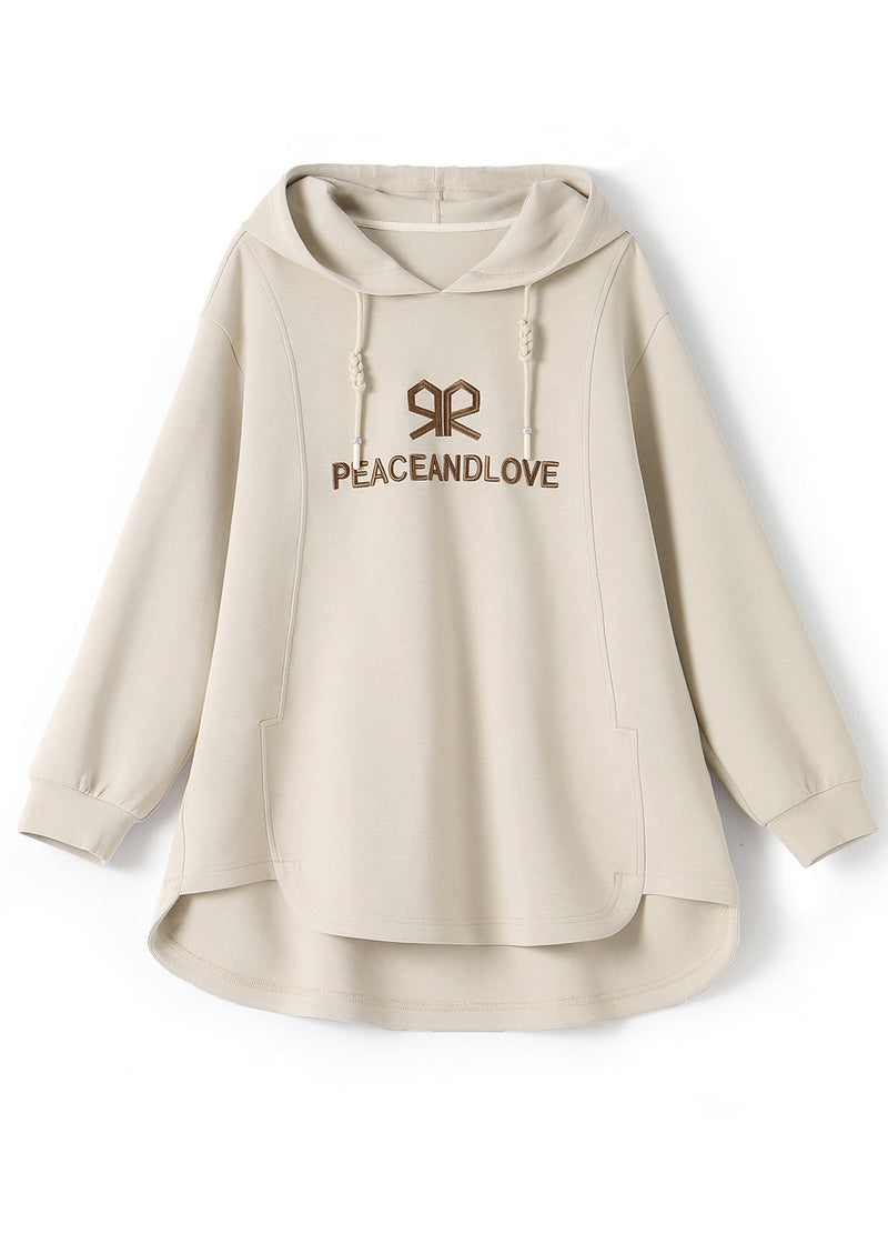 Apricot Embroideried Cotton Sweatshirts Top Spring