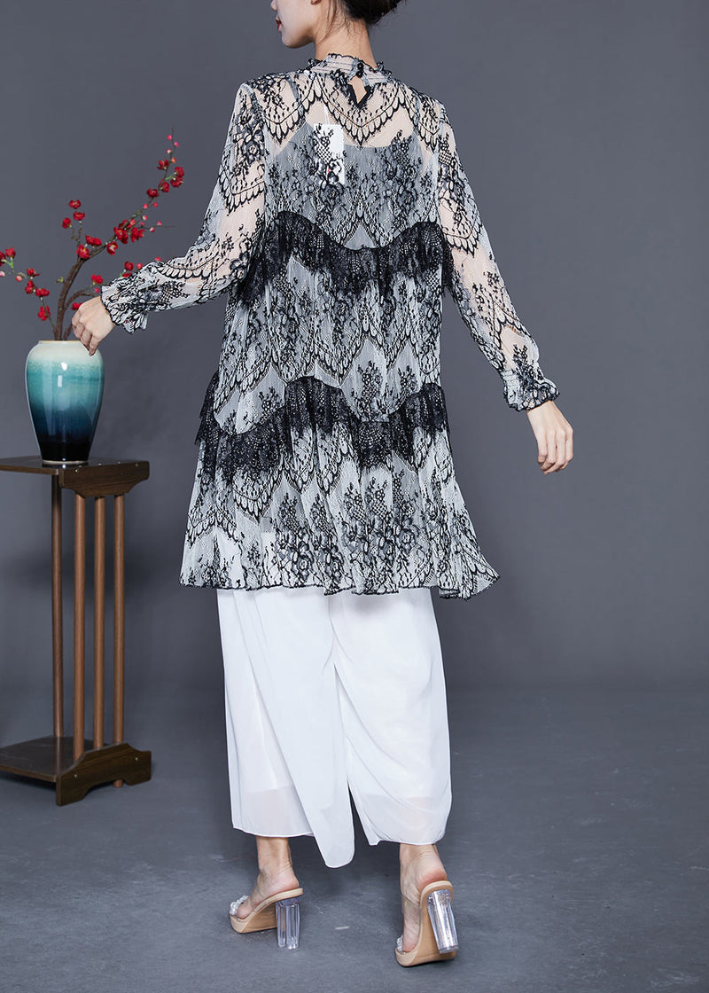 Organic White Embroideried Patchwork Lace a Line Dress Summer