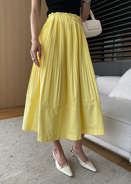 Yellow Ruffled High Waist Cotton Skirts Summer