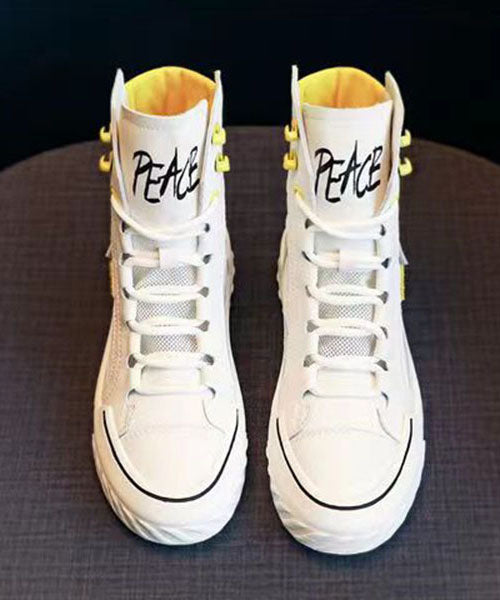 White Breathable Mesh Lace Up Splicing Platform Boots