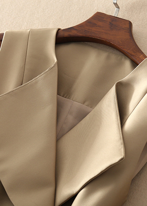 Khaki Peter Pan Collar Bow Cotton Dress Sleeveless Summer