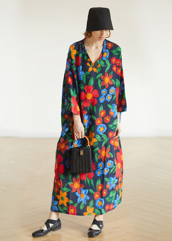 Oversized V Neck Cotton Vacation Robe Dresses Fall