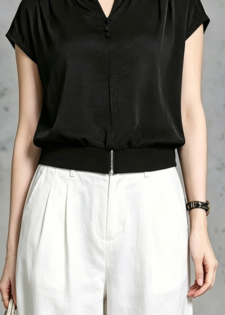 Loose Black O-neck T Shirt Summer