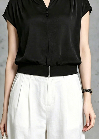 Loose Black O-neck T Shirt Summer