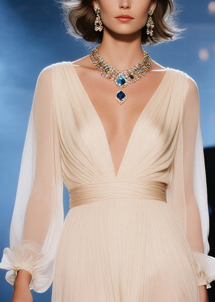 Apricot Exra Large Hem Sheer Tulle Dinner Dress Summer