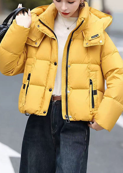 Yellow Hooded Fine Cotton Filled Puffer Jacket Winter