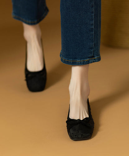 Black Bow Splicing Comfy Tulle Flat Shoes for