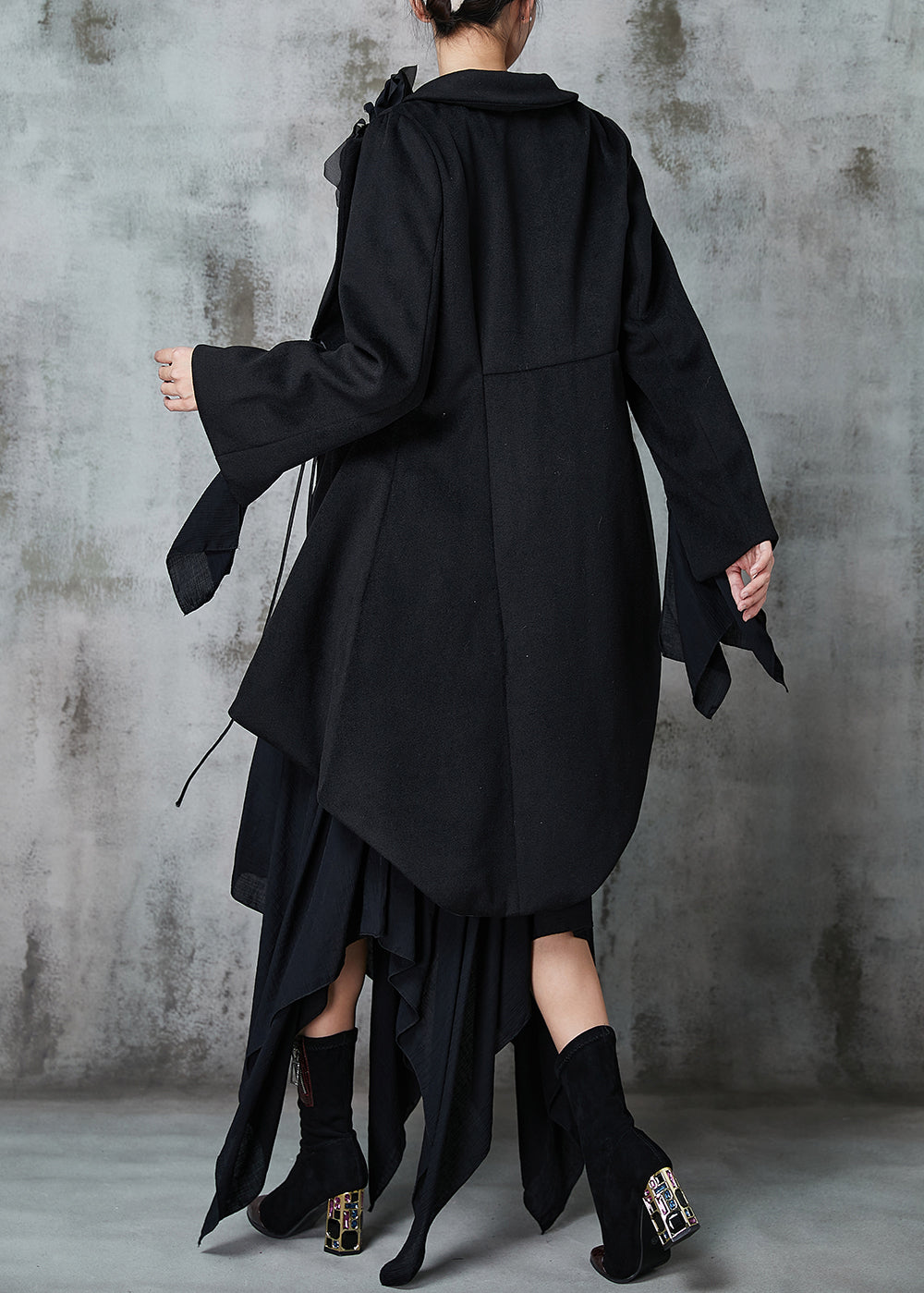 Diy Black Asymmetrical Original Design Cotton Two Piece Set Spring
