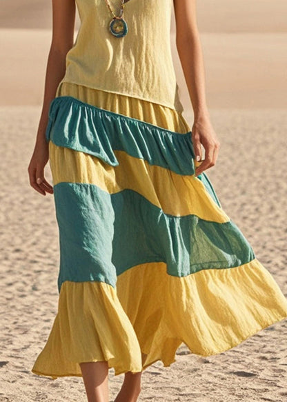 Yellow Patchwork Cotton Sundress Summer