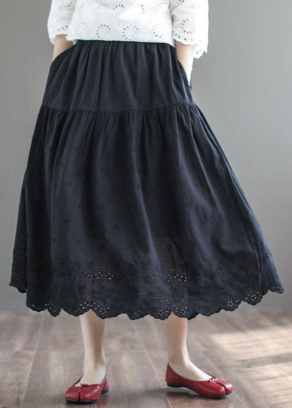 Khaki Patchwork Hollow Out a Line Fall Skirts