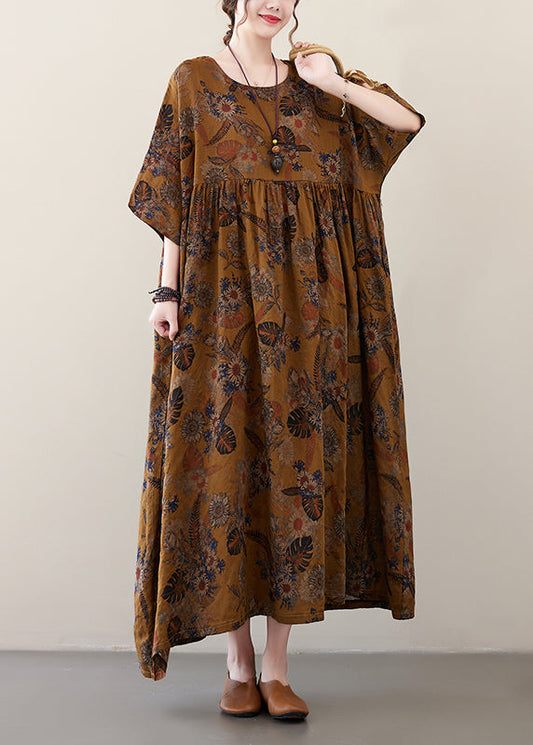 Unique Yellow O-neck Patchwork Party Maxi Dress Summer