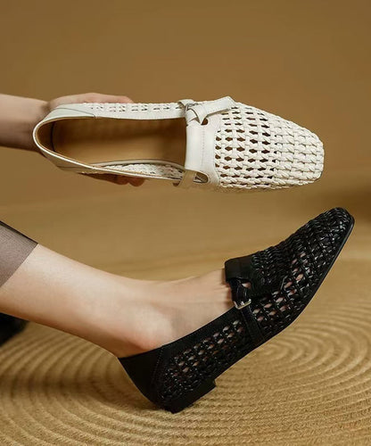 Stylish Splicing Loafers for Black Cowhide Leather Breathable