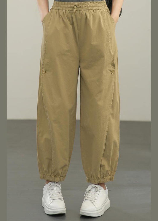 Organic Khaki High Waist Cargo Pants Trousers Summer