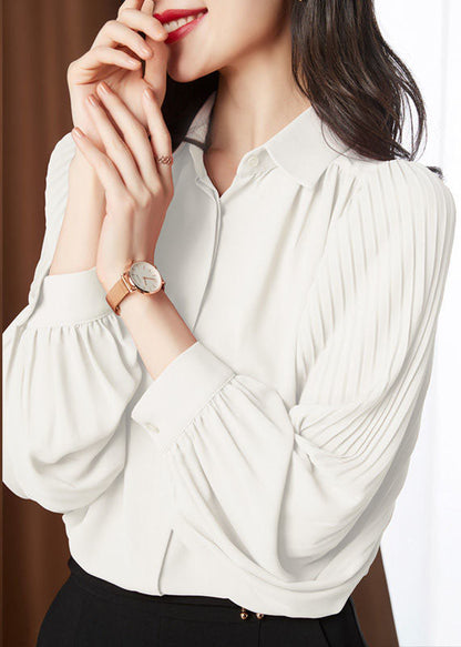 Pink Cinched Peter Pan Collar Chiffon Shirt Tops Spring