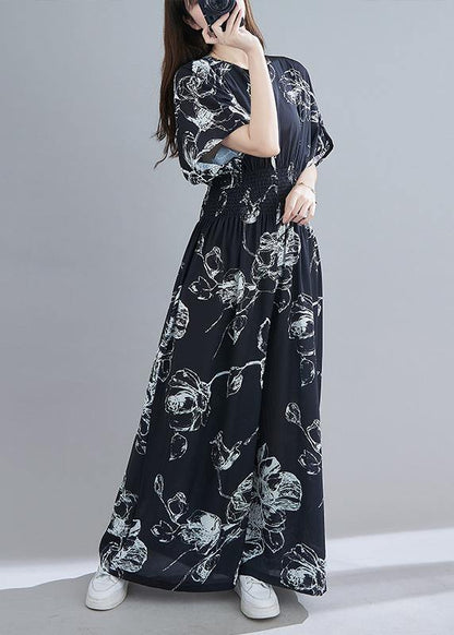 New Black Print Jumpsuit Loose Jumpsuit