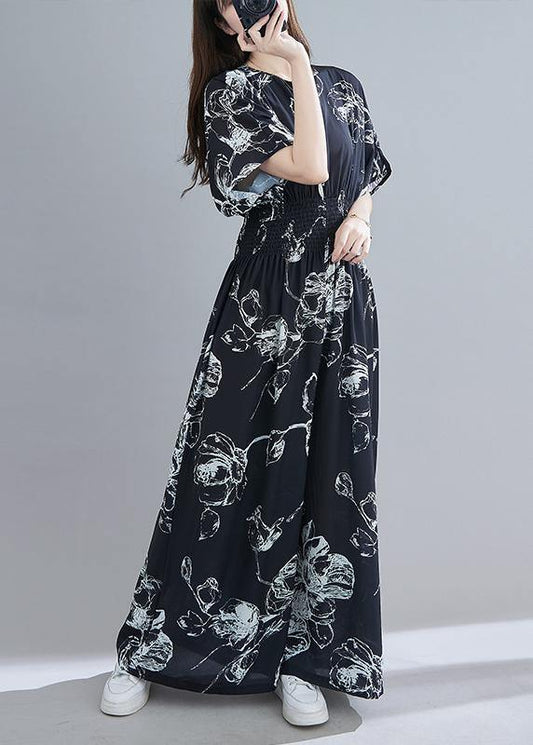 New Black Print Jumpsuit Loose Jumpsuit