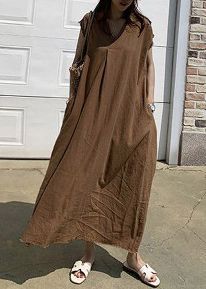Beige Peter Pan Collar Long Dress Summer