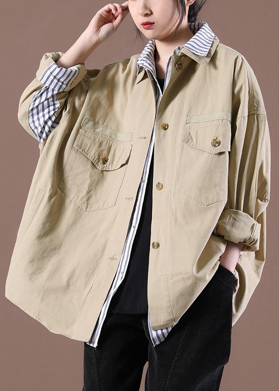 Spring Khaki Fake Two Coats