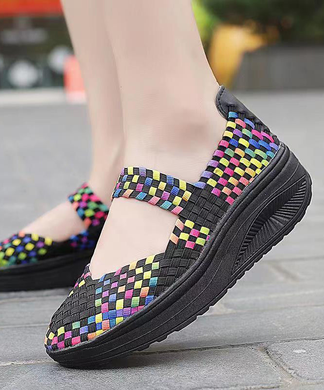 Purple Comfortable Knit Fabric Splicing Wedge Shoes