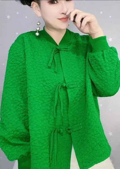 Purple Red Oversized Chinese Button Cotton Coats Fall