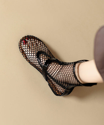 Black Boots Hollow Out Breathable Mesh Splicing
