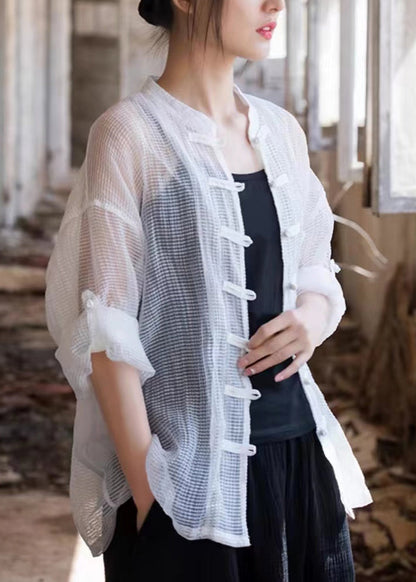 White Patchwork Top Long Sleeve