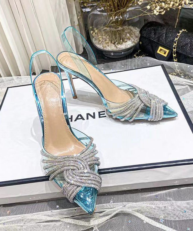 Stiletto Sandals Rose Pointed Toe Zircon