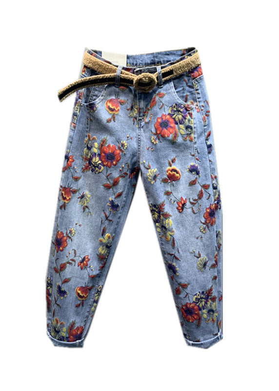 Classy Light Blue Patchwork Zippered Jeans Fall