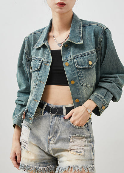 Denim Blue With Belt Short Coats Spring