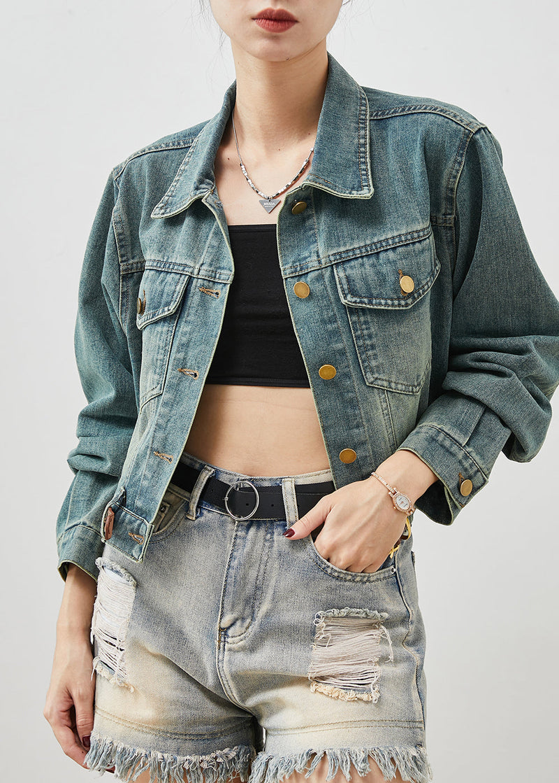 Denim Blue With Belt Short Coats Spring