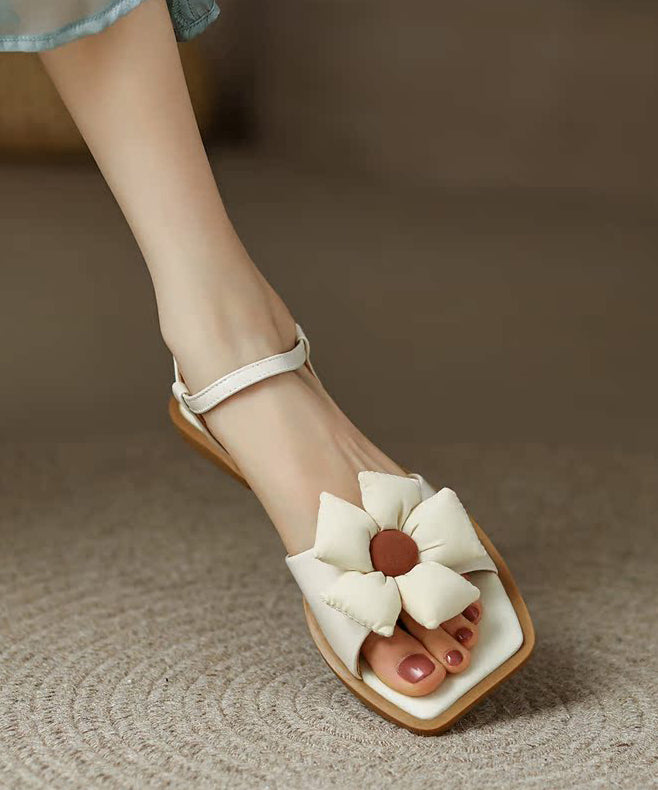 Blue Cowhide Leather Splicing Sandals Peep Toe