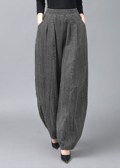 Light Coffee Pockets Patchwork Linen Lantern Pants Fall