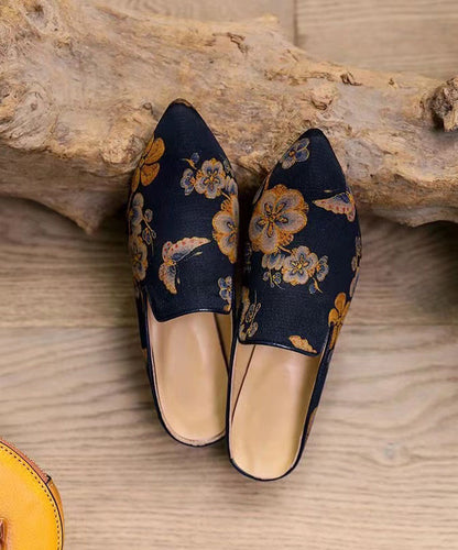 Chunky Yellow Sheepskin Pointed Toe Slide Sandals