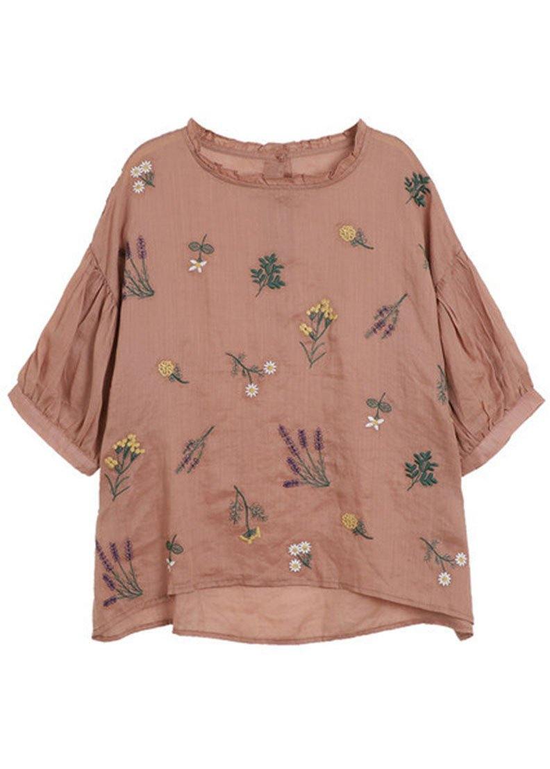 Modern Print Regular Embroideried Summer Half Sleeve
