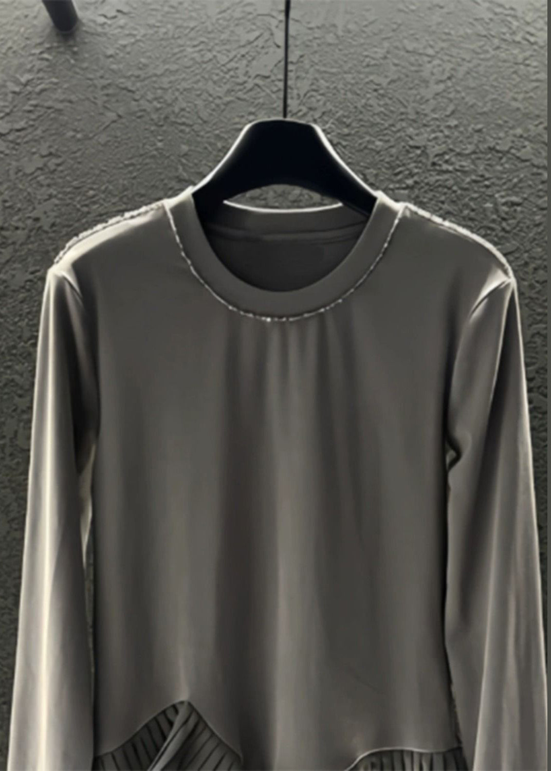 Diy Grey Asymmetrical Patchwork Wrinkled Cotton Sweatshirts Top Spring