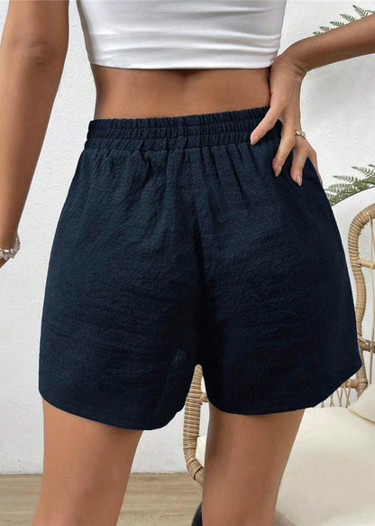 Navy Elastic Waist Sports Shorts Summer
