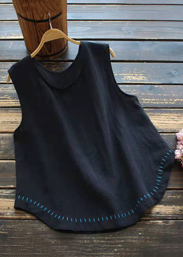 New White O Neck Cotton Tank Sleeveless
