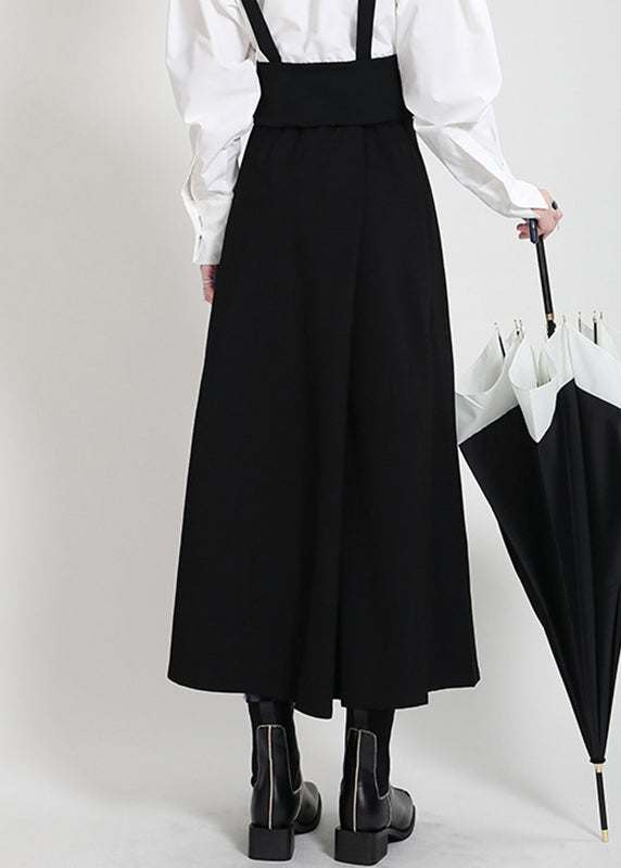Black High Waist Side Open a Line Skirts Summe