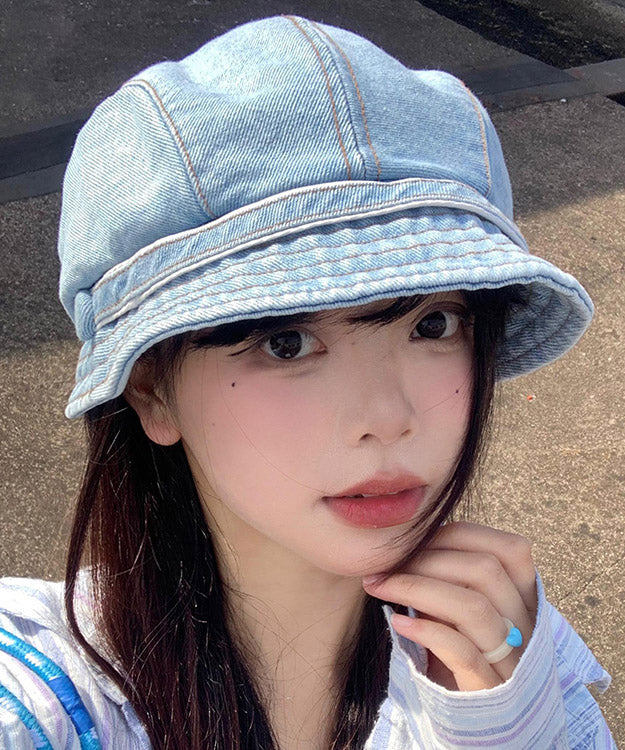 Light Blue Patchwork Denim Bucket Hat