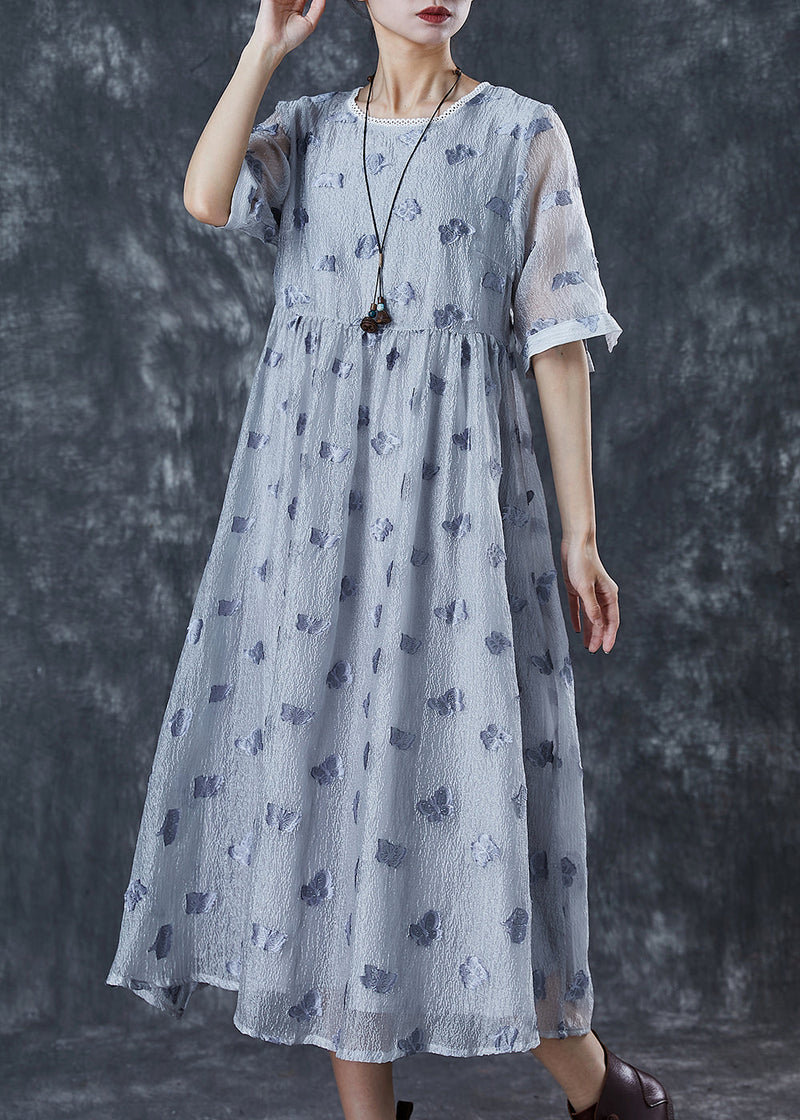 Modern Grey Silk Holiday Dresses Summer