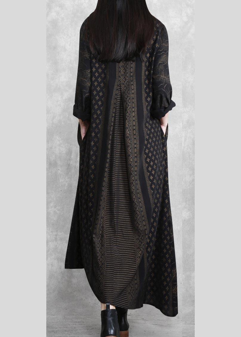 Classy Patchwork Tunics Outfits Chocolate Print a Line Dresses